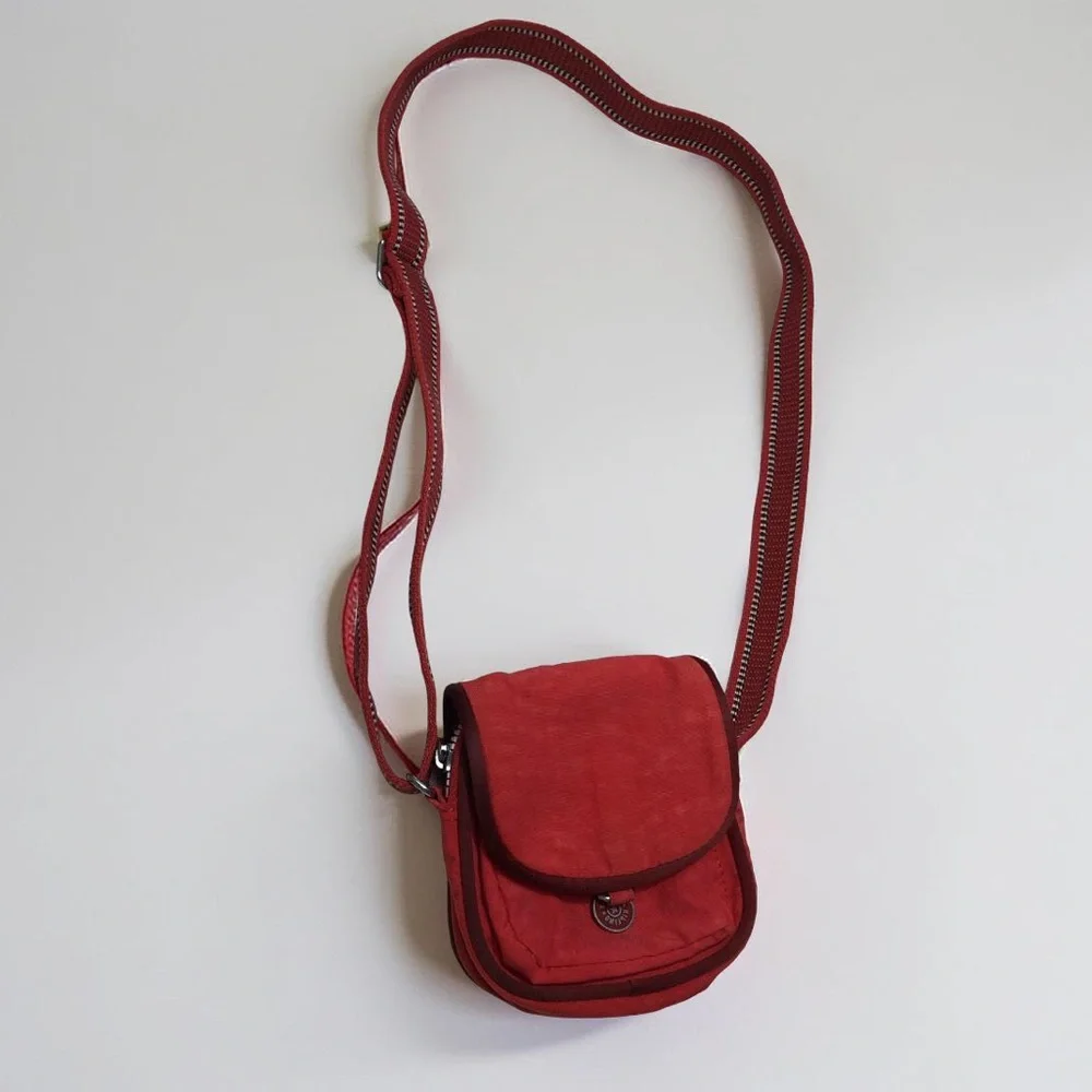 Kipling Small Nylon Red Crossbody Bag With Adjustable Strap Red - Picture 9 of 9
